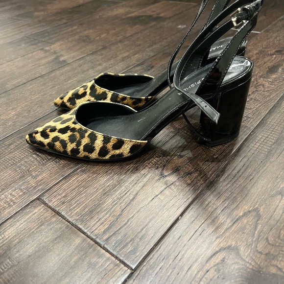 SZ 8 Marc Fisher Black + Leopard Heels - Picture 3 of 3